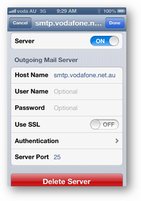 vodafone australia mail servers